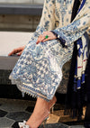 Closeup image of EMBROIDERED ORGANZA FRONT DAMAN BORDER from Elaf Winter Pashmina Shawl Collection 2024